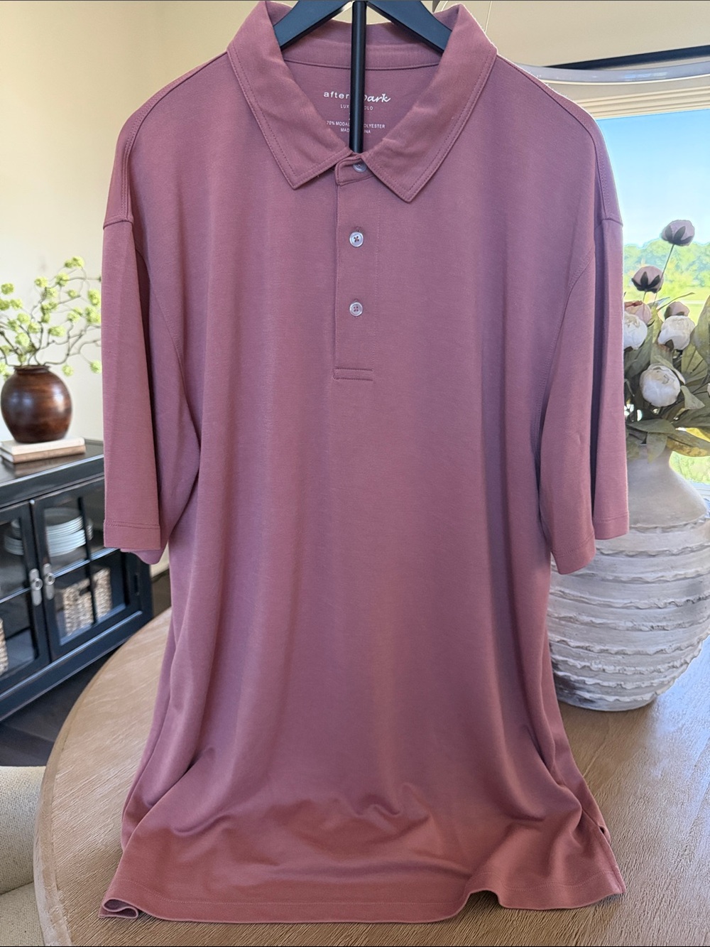After Dark Men's Luxury Polo Shirt — Dusty Rose